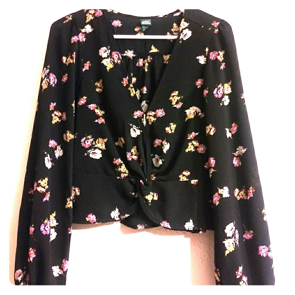 Women's black floral blouse